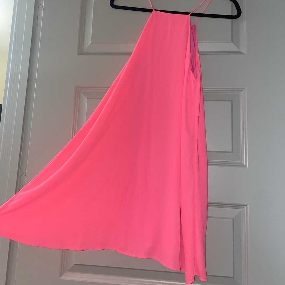 NWT High Neck Boutique Neon Pink Hot Dress Size Small